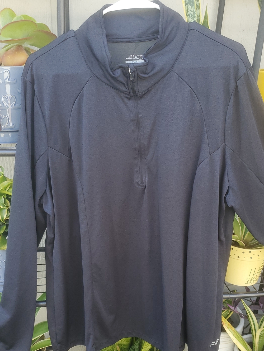 Mens Big & Tall 2X BCG Black Athletic Quarter-Zip Pullover - Picture 1 of 7